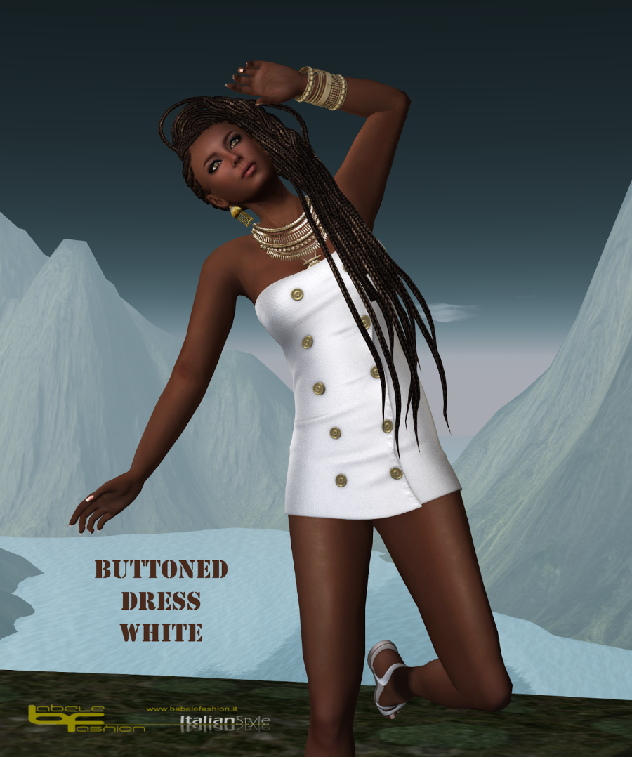 buttoned dress white promo