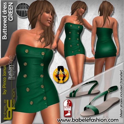 box buttoned dress GREEN