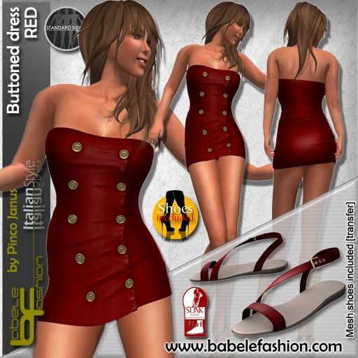 box buttoned dress RED