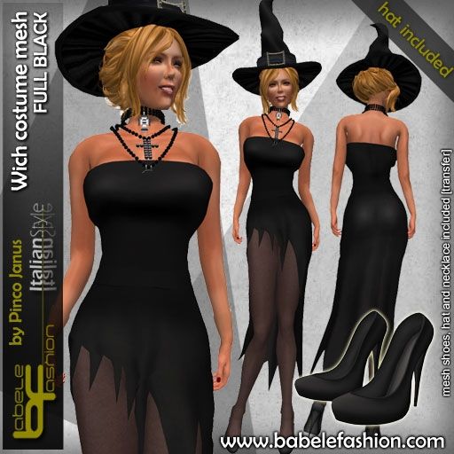 box wich mesh costume full black