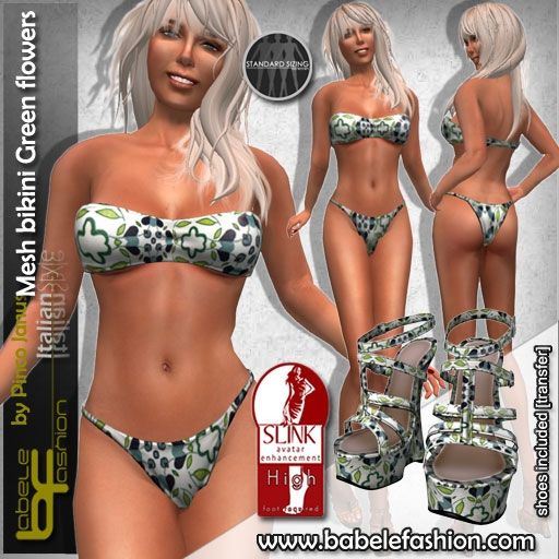 box mesh bikini green flowers