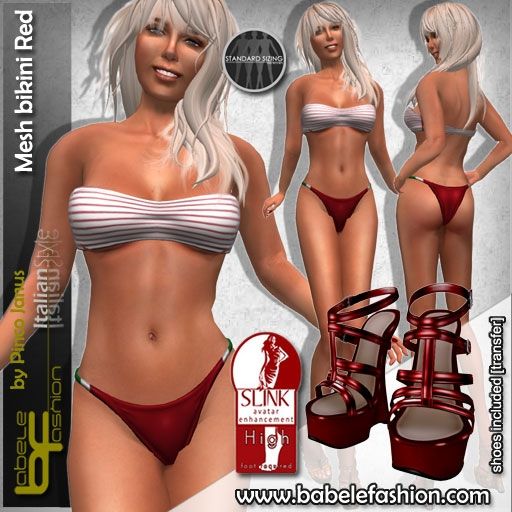 box mesh bikini red