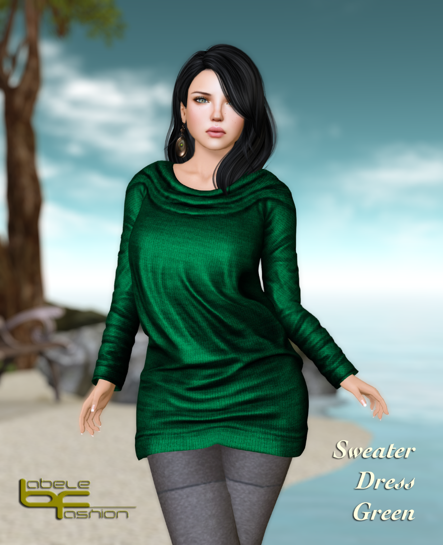 sweater dress green promo