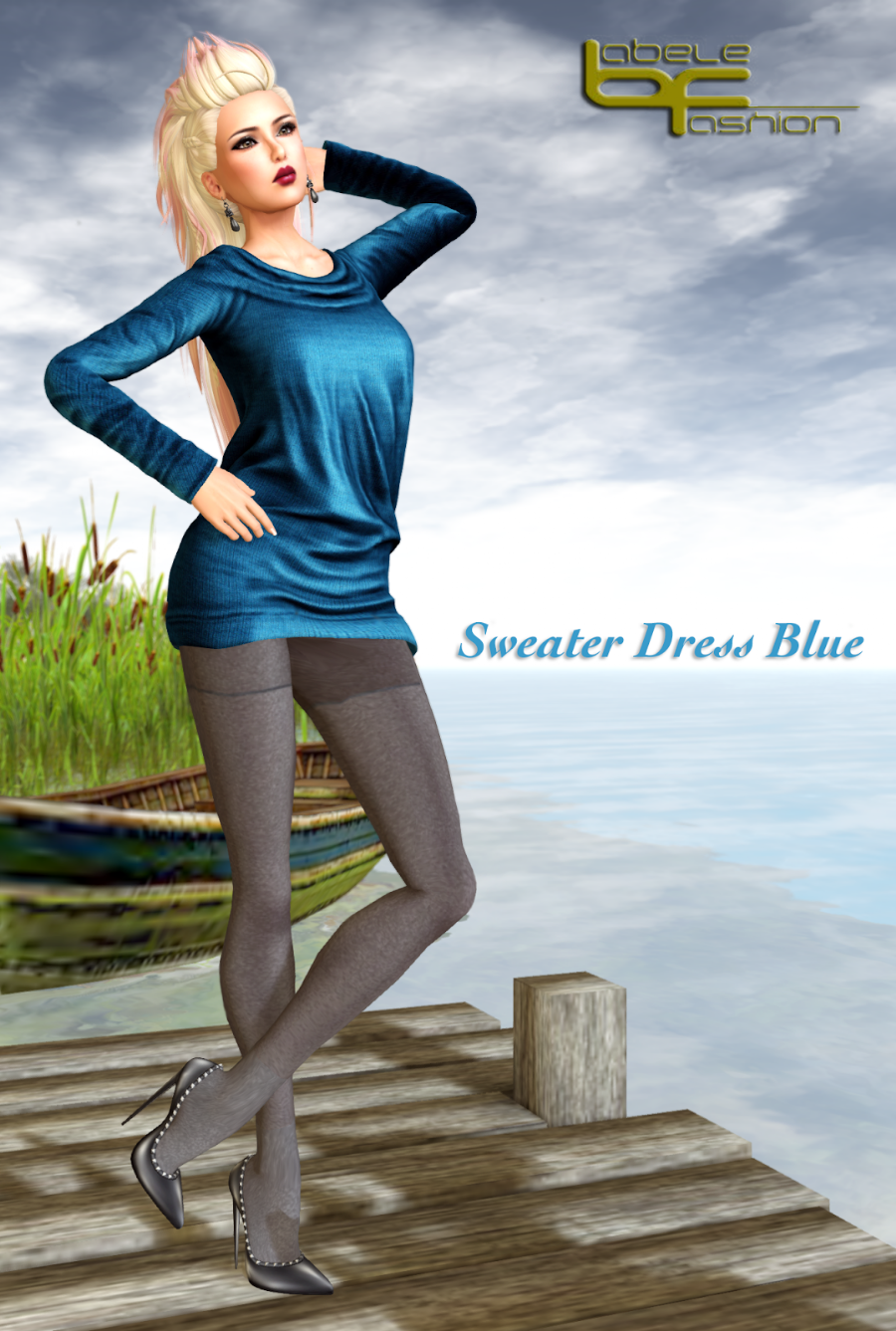 sweater dress blue promo
